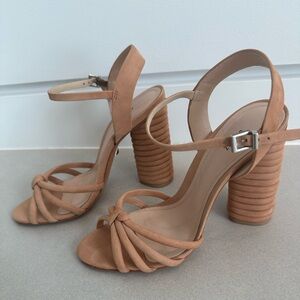 Rose pink suede Schutz stacked heels
